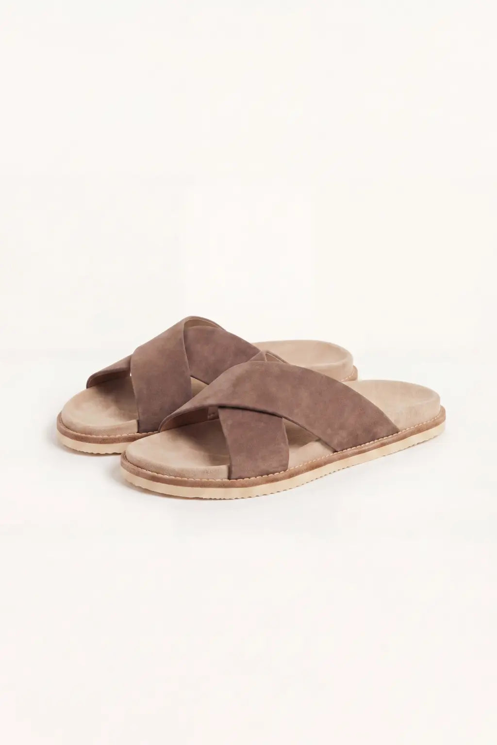 Brescaro Suède Cross-Strap Slide Mocha