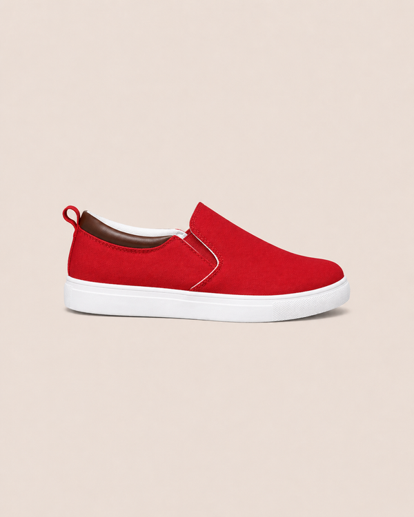 Men's Red Canvas Slip-On Shoes – Crimson Rush