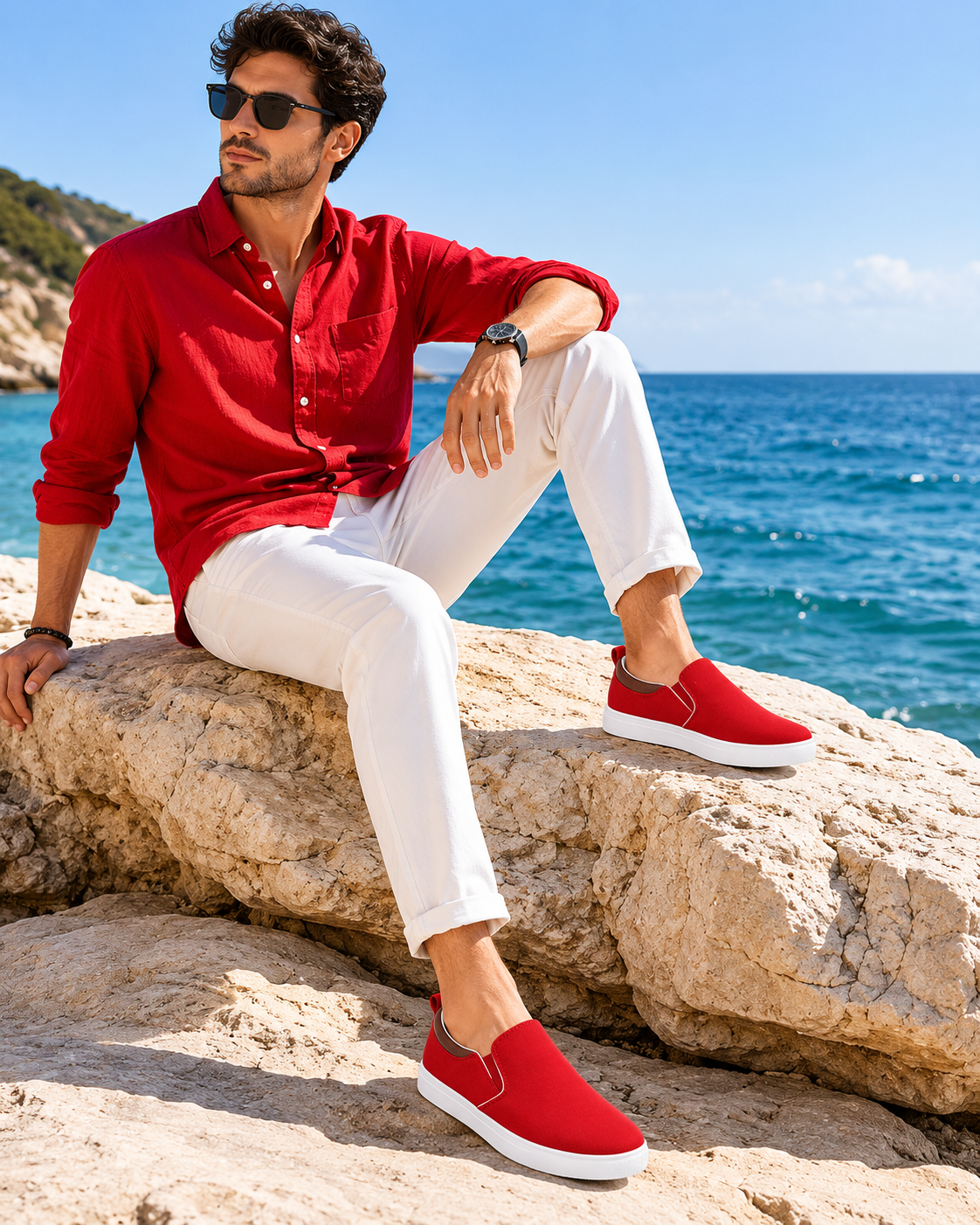 Men's Red Canvas Slip-On Shoes – Crimson Rush