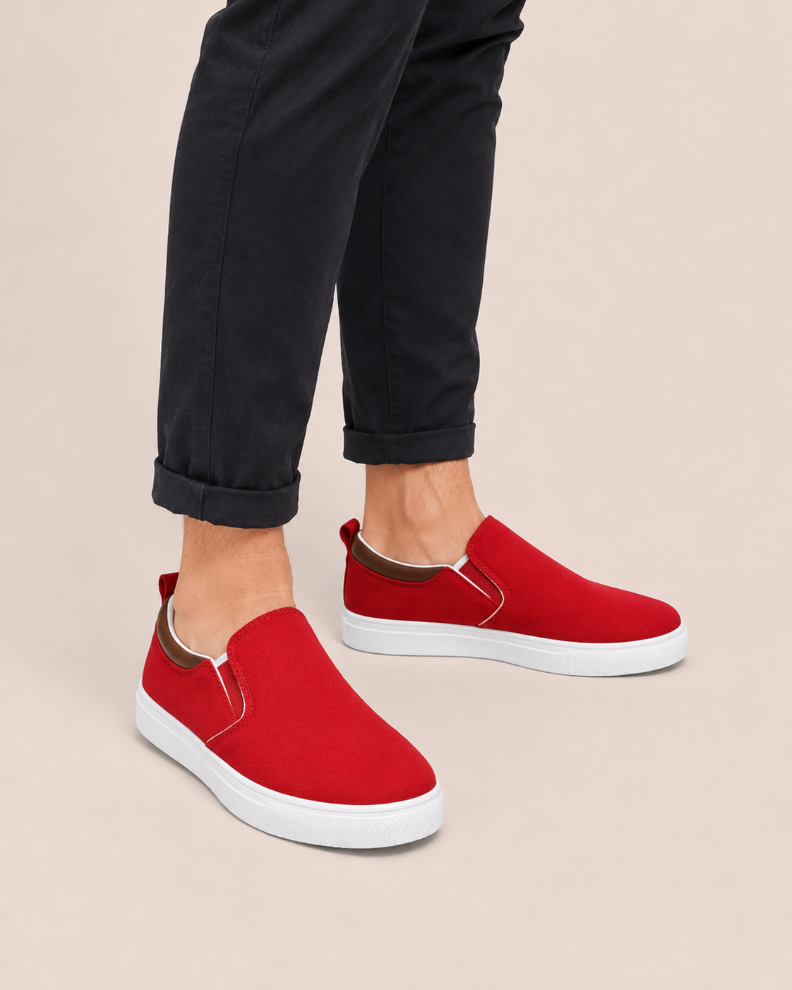 Men's Red Canvas Slip-On Shoes – Crimson Rush