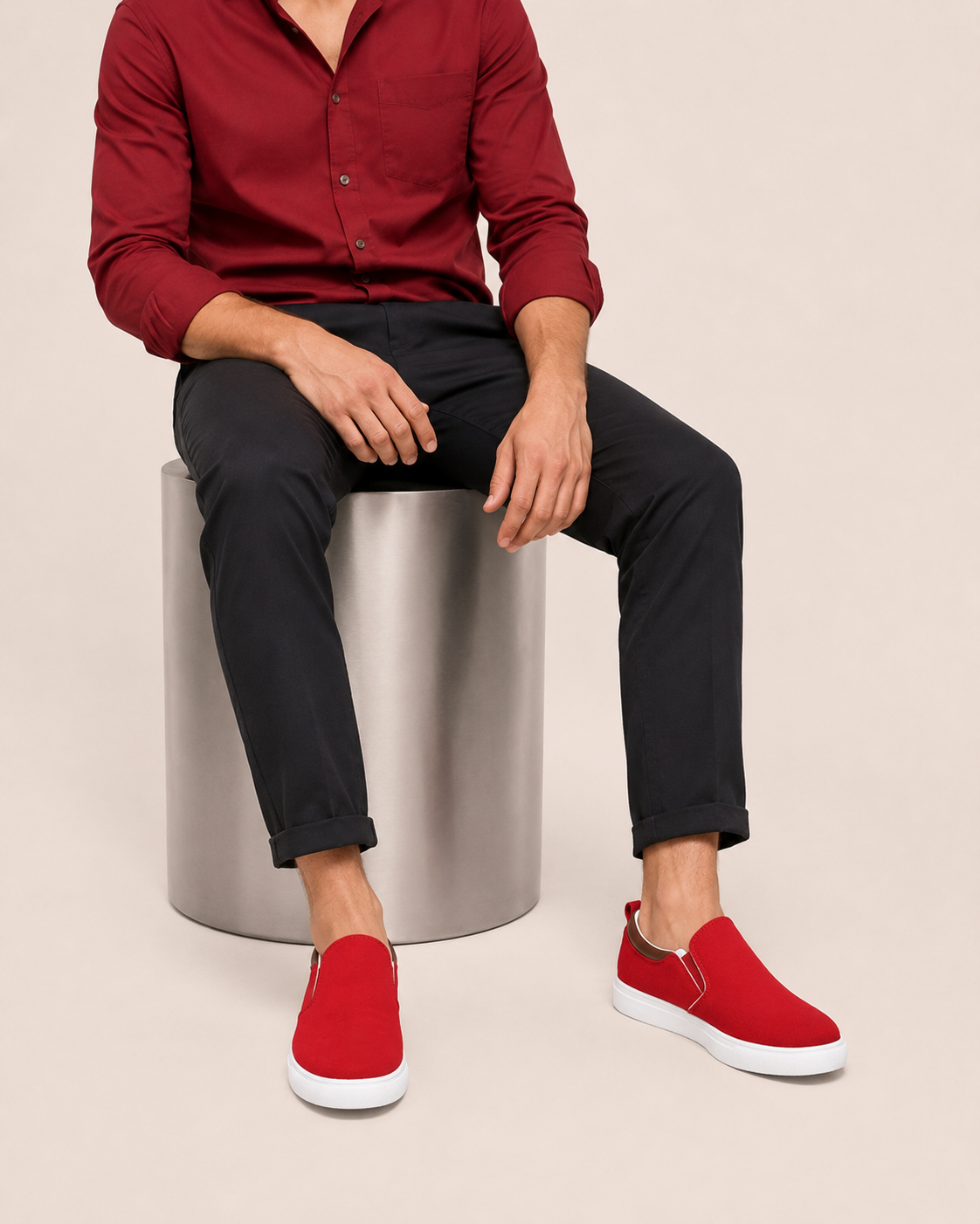 Men's Red Canvas Slip-On Shoes – Crimson Rush