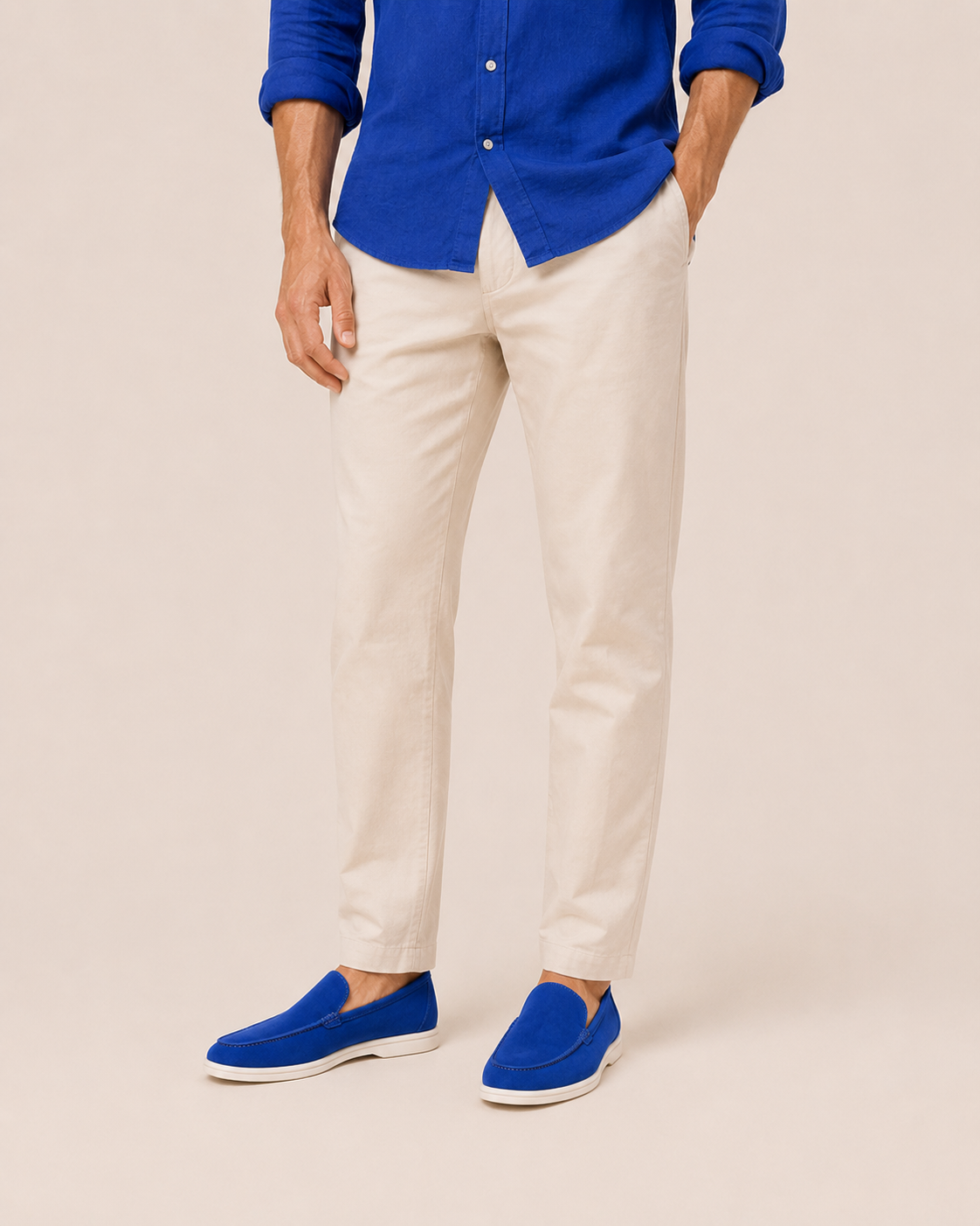 Royal Blue Cowhide Slip-On Loafers