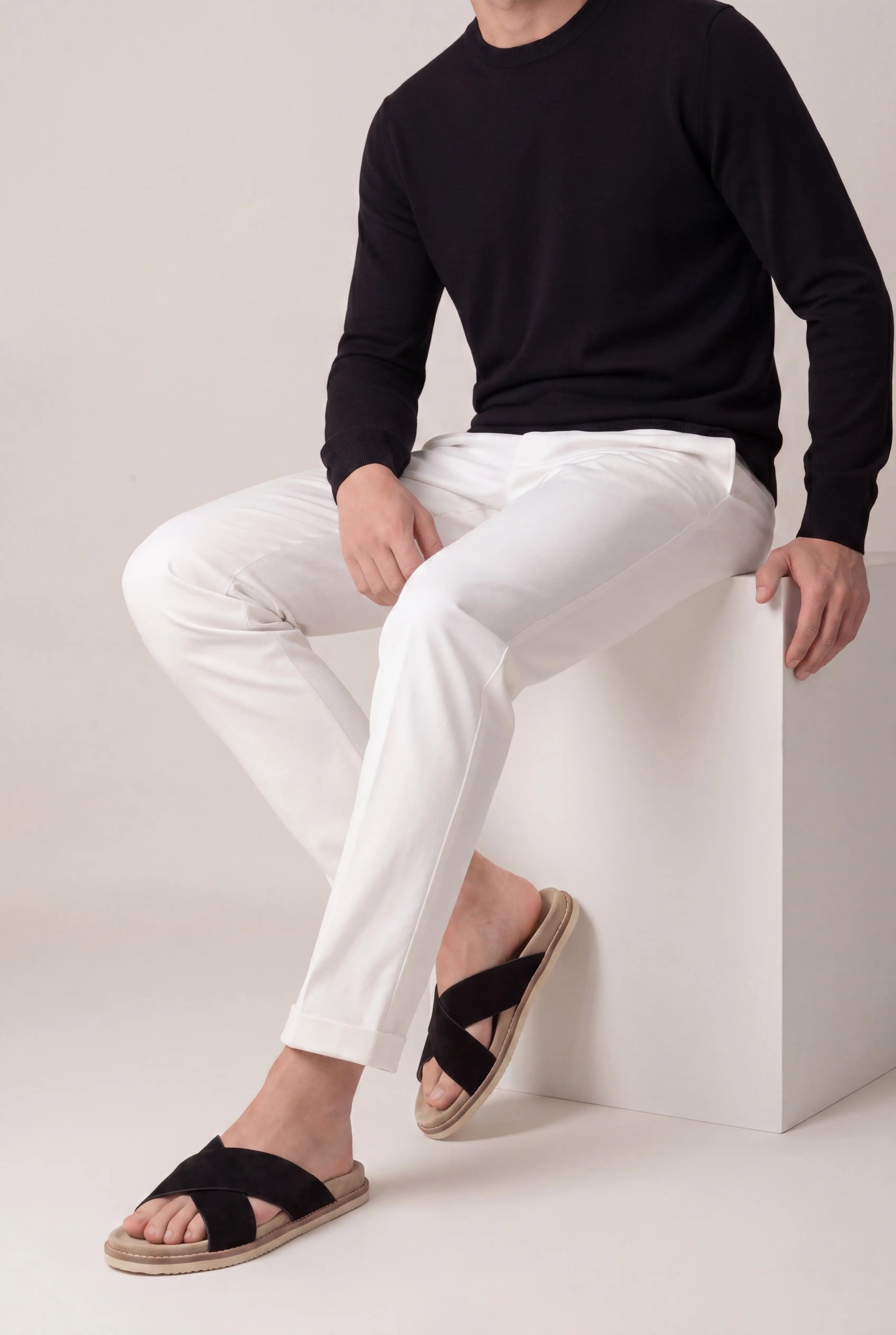 Brescaro Suède Cross-Strap Slide Black