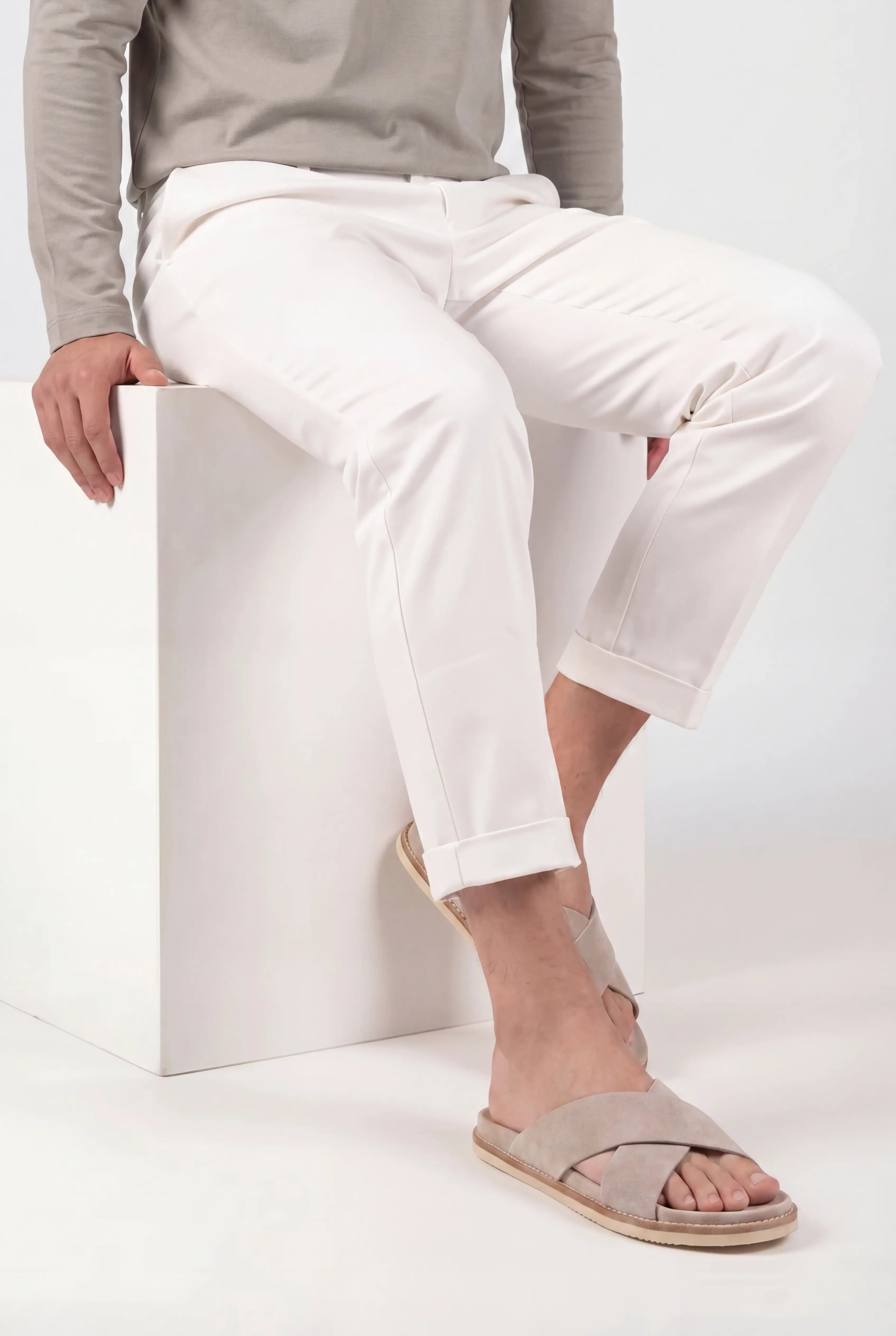 Brescaro Suède Cross-Strap Slide Beige