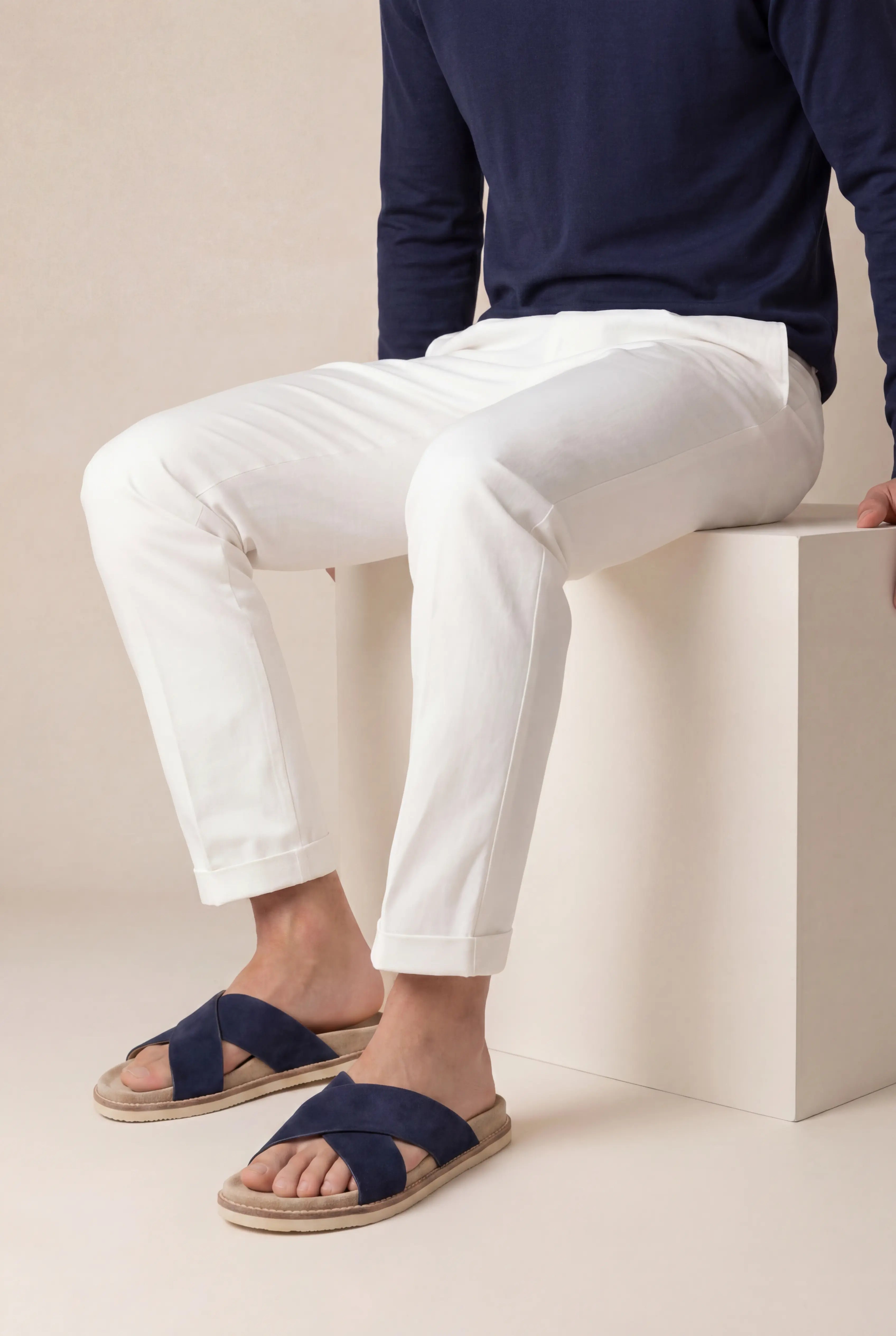 Brescaro Suède Cross-Strap Slide Navy