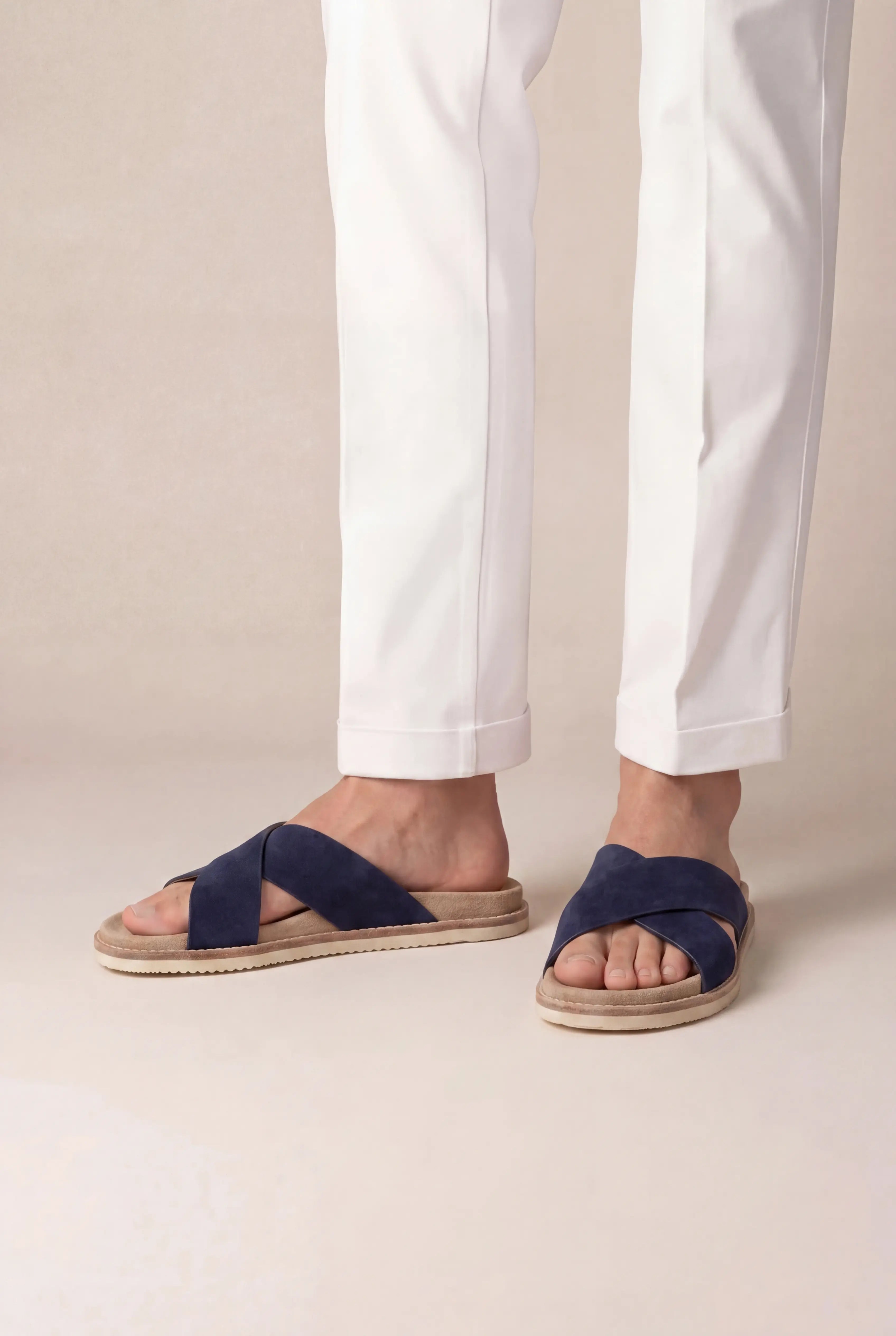 Brescaro Suède Cross-Strap Slide Navy