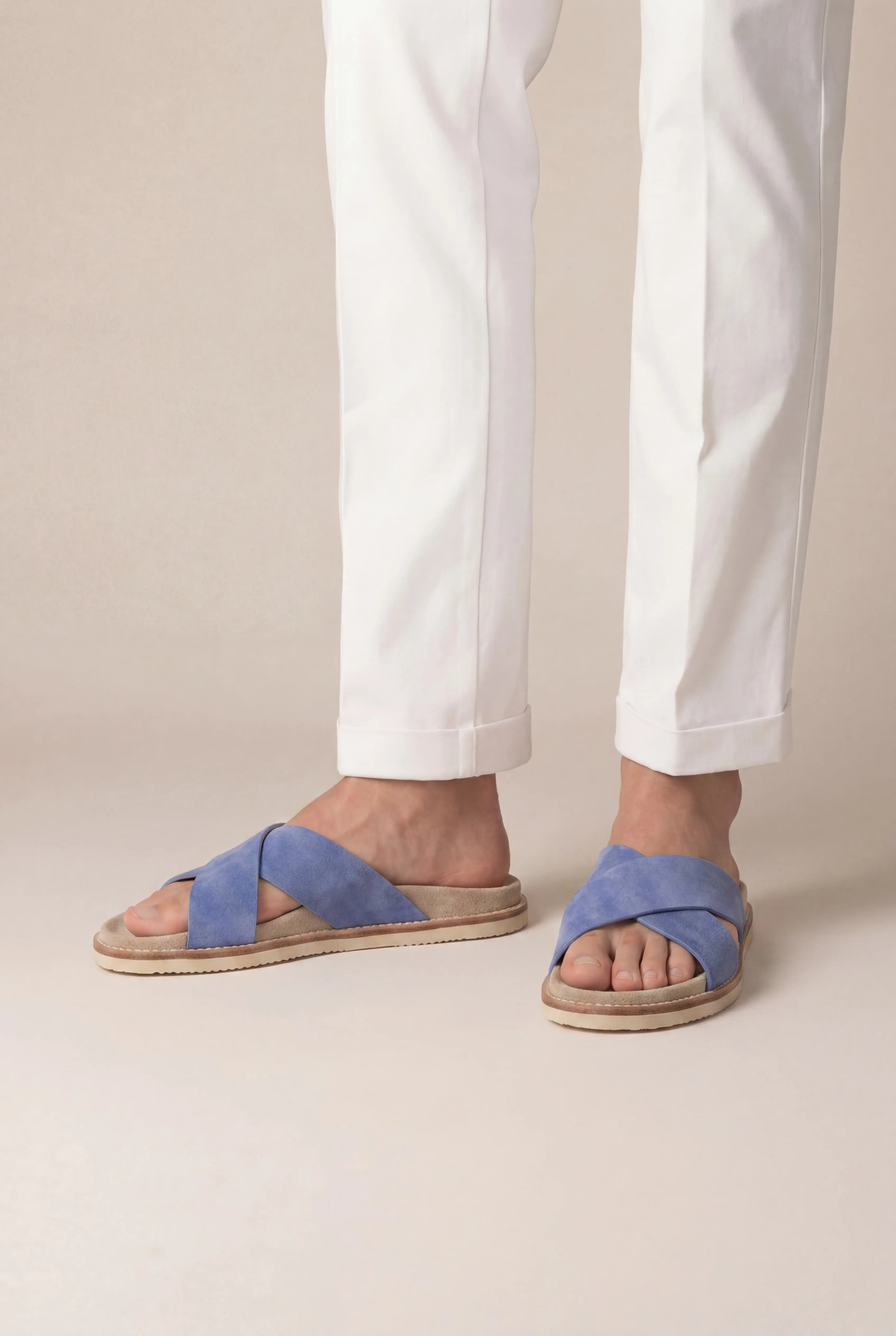Brescaro Suède Cross-Strap Slide Blue