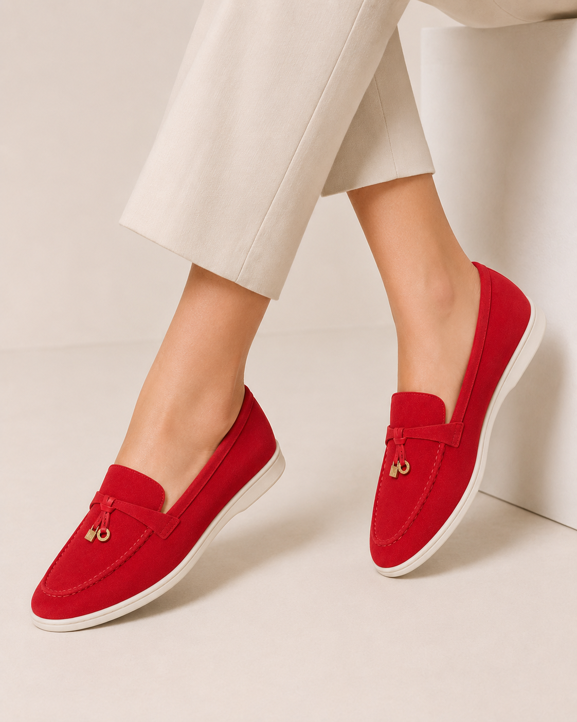 Lady Wine Red Buckle Loafer
